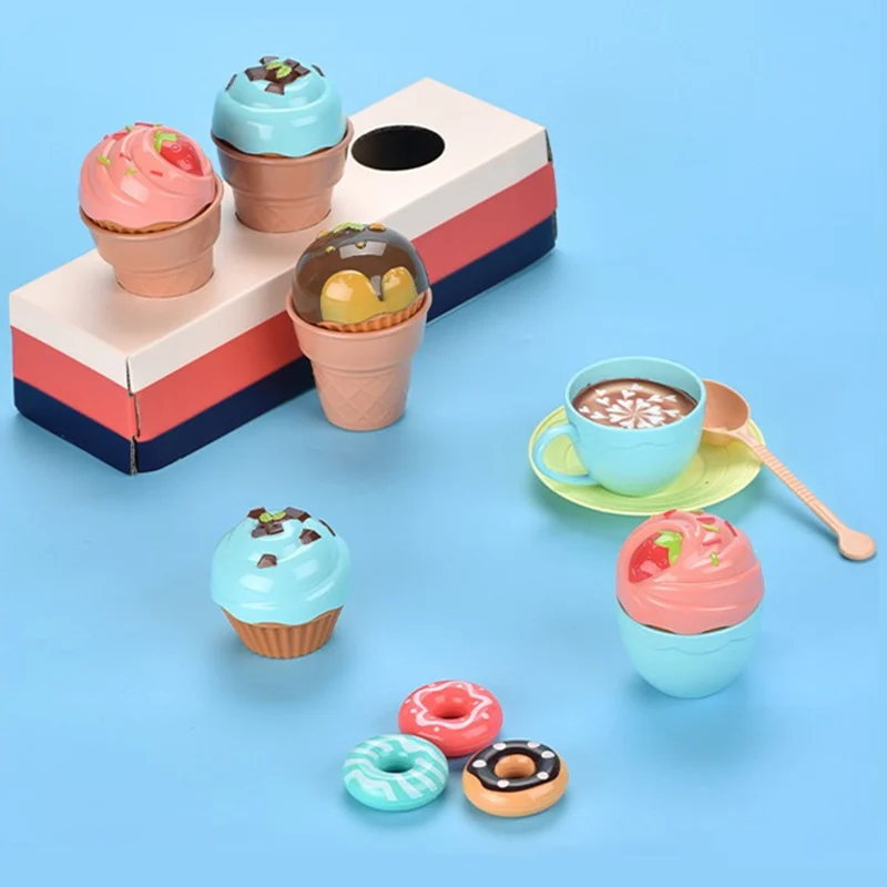 Simulation Coffee Machine Kids Toy Pretend Ice Cream Machine Kitchen Play House Game DIY Dessert Kitchen Set Toy