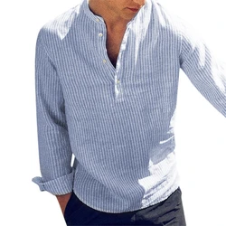 Helisopus 2021 nova algodão manga longa camisas dos homens primavera outono listrado fino ajuste gola camisa roupas masculinas plus size 5xl