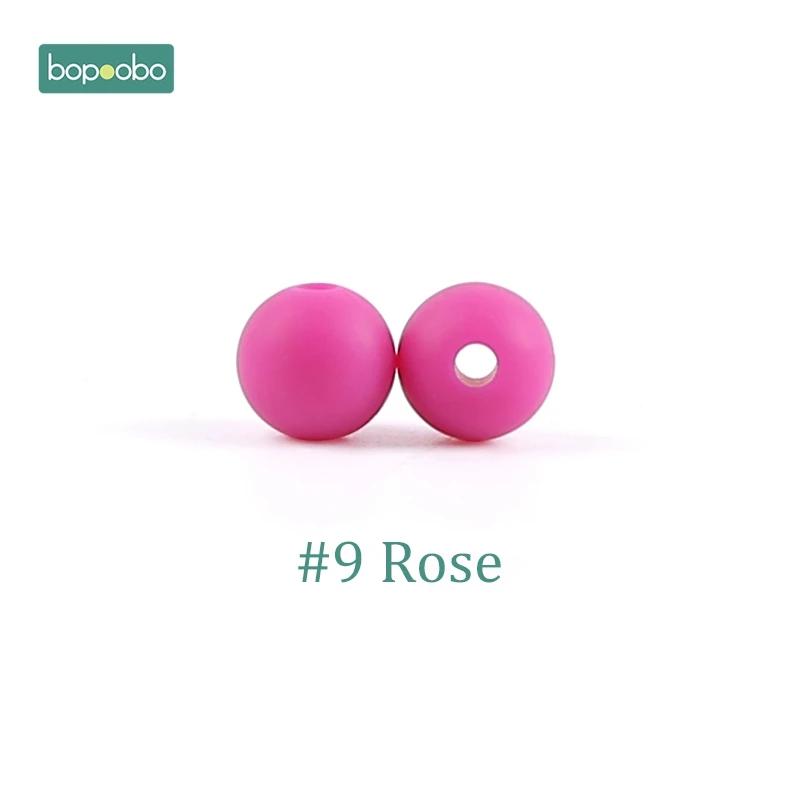 Rose Bopoobo 30 шт. Силиконовые Бусины 9 мм силиконовые детские товары для прорезывания зубов жевательные соска, зажимы для цепи крошечные бусины для грызунов детские игрушки для прорезывания зубов - Цвет: Rose