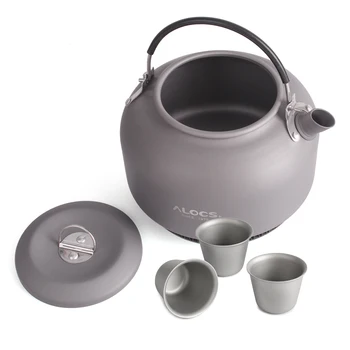 

1.4L Alloy Kettle Water Teapot Water Cup Mug Outdoor Camping Tableware Hiking Coffee Pot Portable Cookware with Mesh Bag Alloy