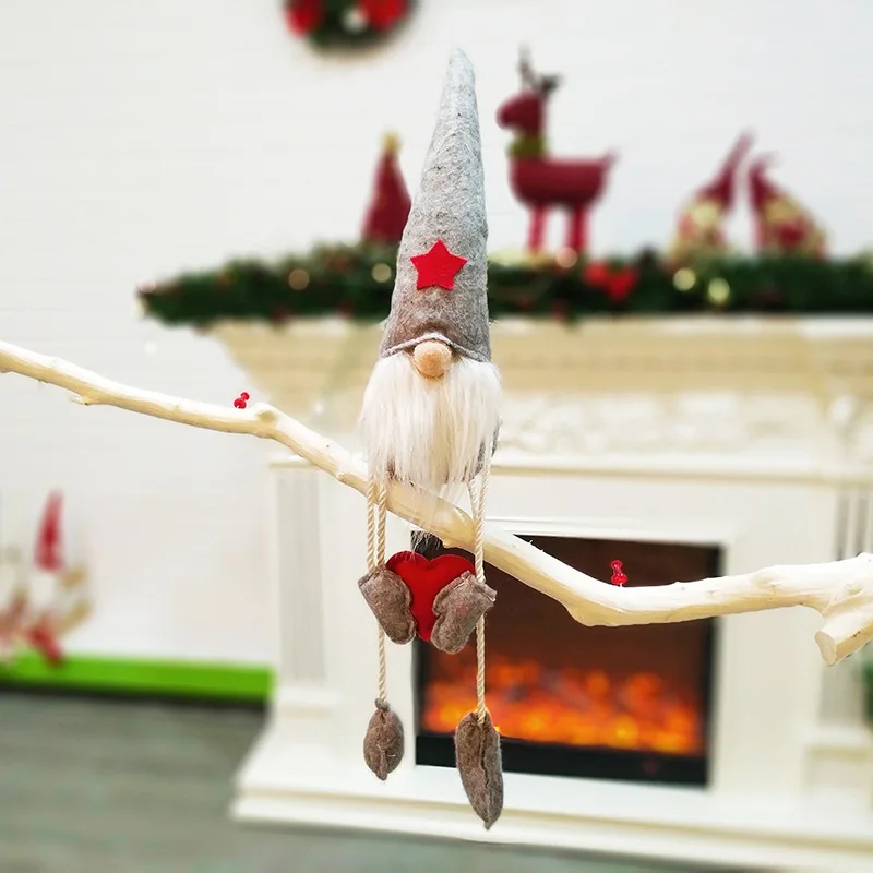 Кукла эльф с длинными ногами, рождественская елка, украшения для дома, рождественский подарок, Новогодний Декор для дома Noel Navidad - Цвет: Серый
