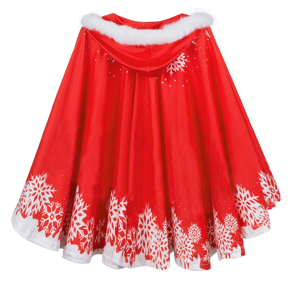 Red Christmas Velvet Cape Cloak Women Winter Girl Shawl Cosplay Party Costumes Decoration Santa Claus Costume Lace Up 1121