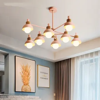 

Nordic LED Chandelier modern Simple Living Room Bedroom Creative Multicolor macaron Lustre Hanging Lights Home Decor Fixtures
