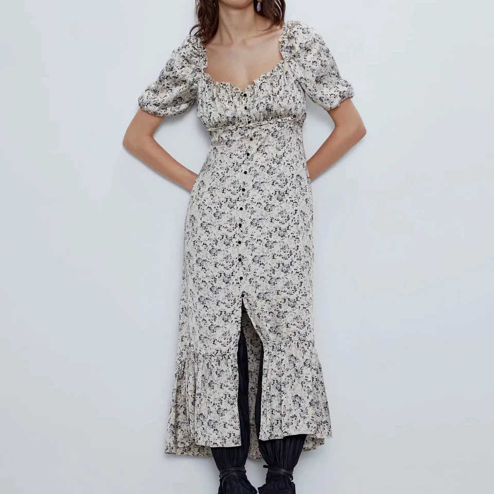 sweetheart ruffle midi dress