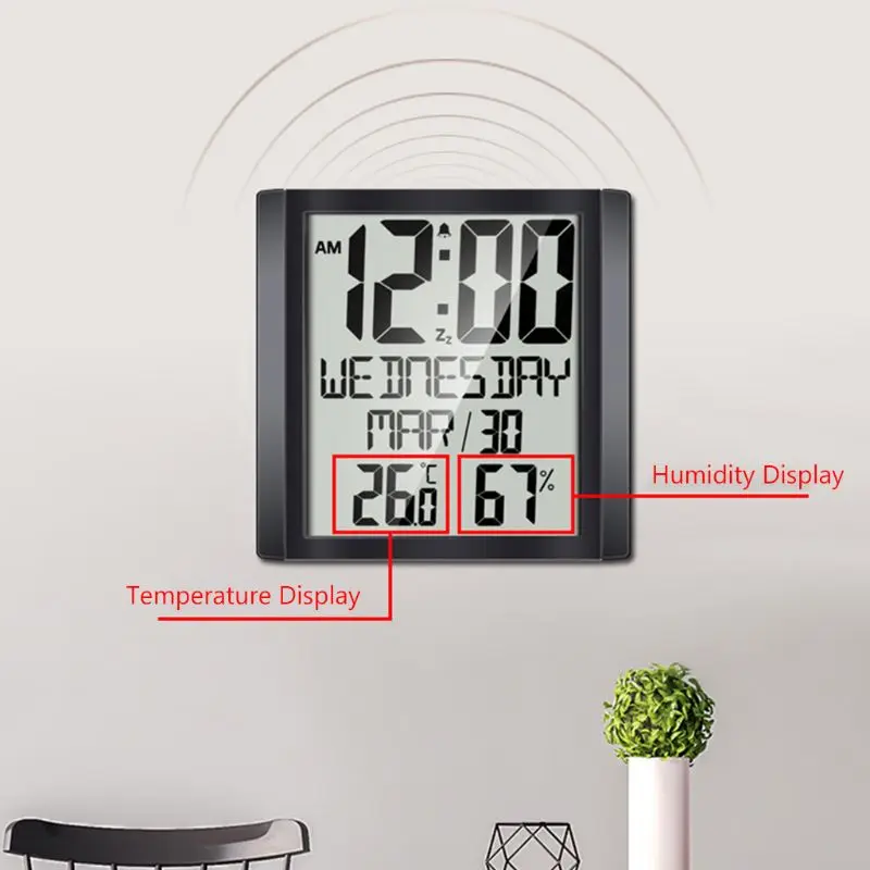 Calendar Clock Extra Large Wall Adjustable Indoor Temperature Table Standing New 