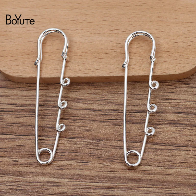 BoYuTe (20 개/몫) 65*1.5MM 금속 철 브로치 기본 핀 3 루프 공장 공급 수제 Diy 쥬얼리 재료