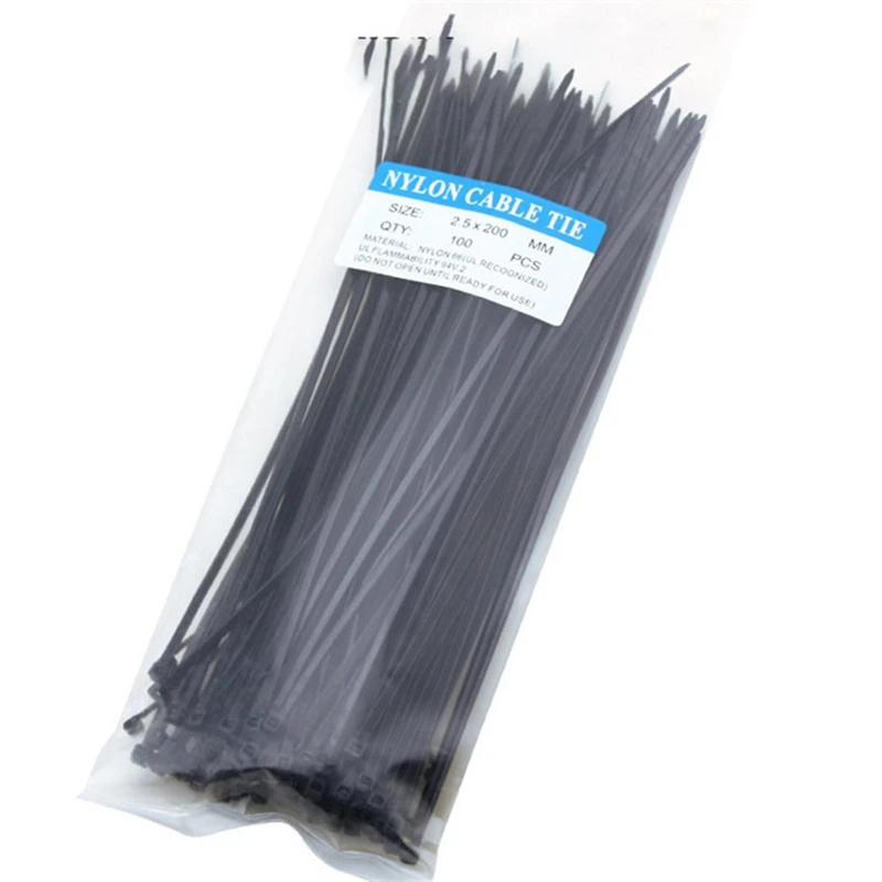 100PCS Nylon Cable Ties 4*300cm Black Cable Wire Ties Self Locking Zip Ties Self Locking Nylon Cable Tie