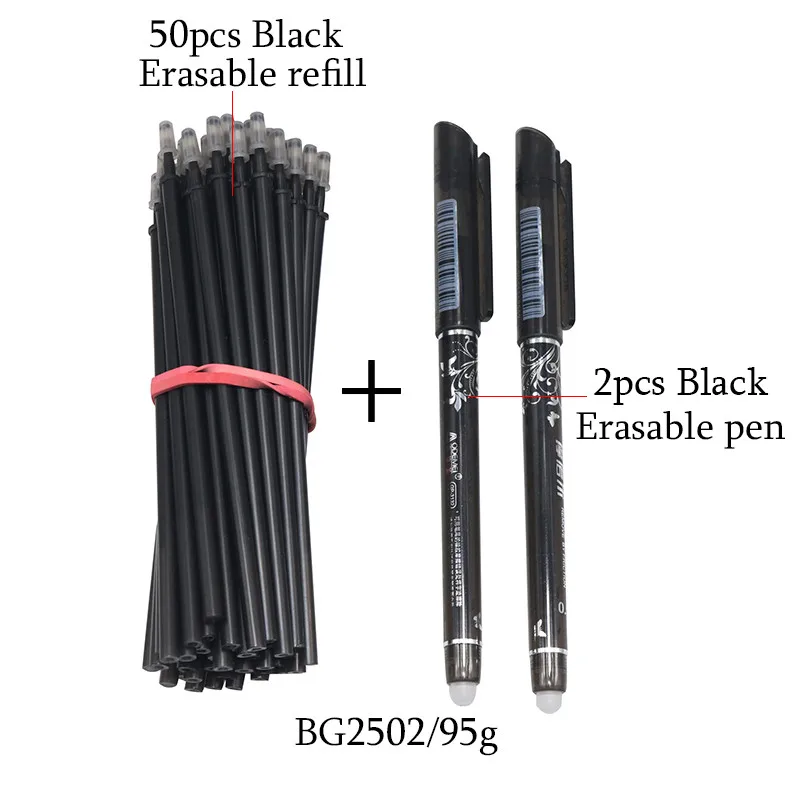2-50Pcs-Set-0-5mm-Blue-Black-Ink-Gel-Pen-Erasable-Refill-Rod-Erasable-Pen-Washable (1)