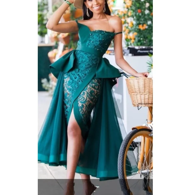 same as picture Vestidos de fiesta Коктейльные Вечерние платья с короткими рукавами, кружевные платья для выпускного вечера, вечерние платья длиной до середины икры с бисером - Цвет: same as picture