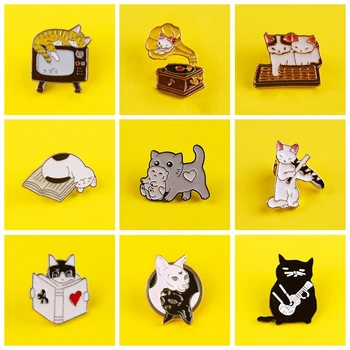 

Lazy Cat Pin Badges On Clothes Enamel Pins Anime Icons Cartoon Metal Badges Stripes For Clothes Set Funny Badge For Jeans Jacket