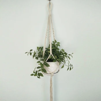 

Hemp Rope Braided Pot Holder Macrame Plant Hanger Hanging Planter Basket Natural Fine Craft