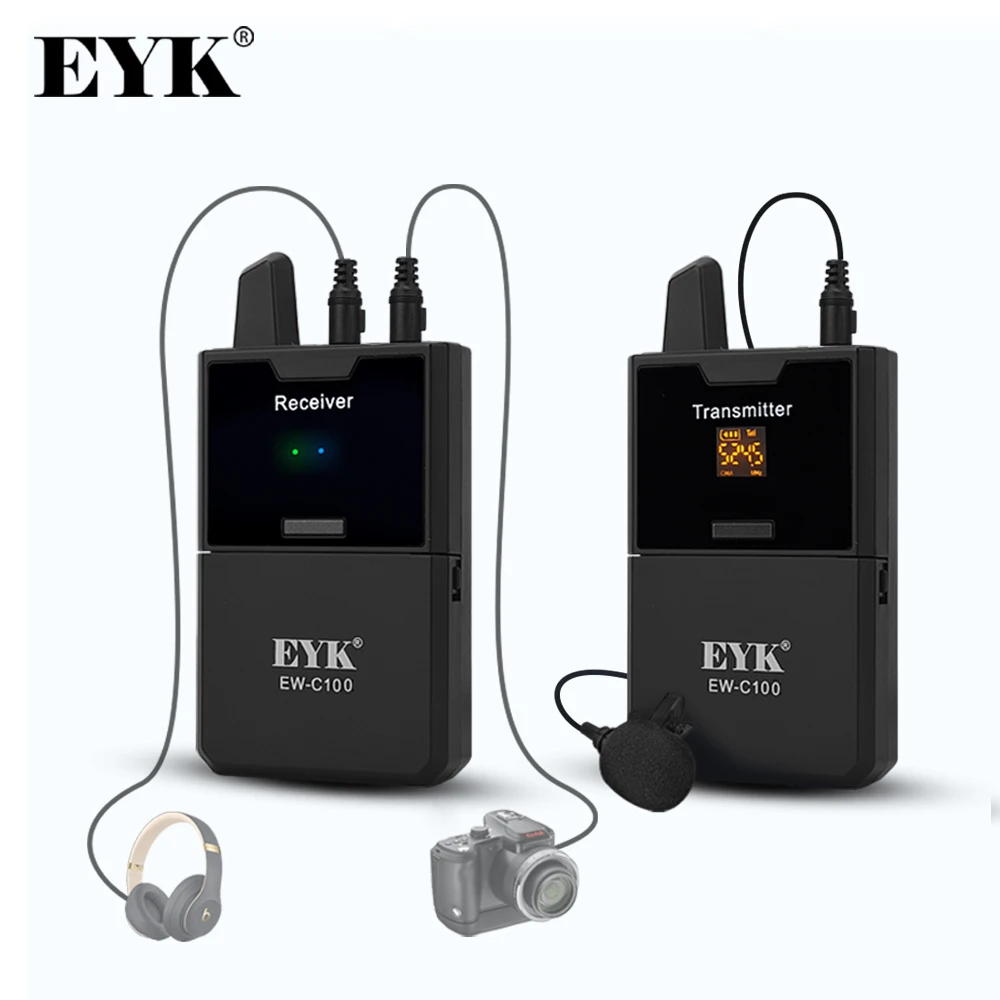 EYK EW C100 Камера микрофон Беспроводной петличный с монитором Функция UHF для