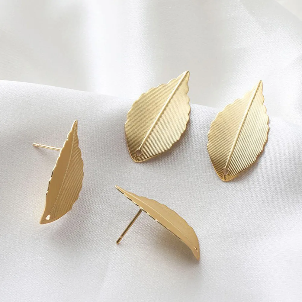 6 шт 14k позолоченный лист Форма Уха Булавки Diy Изготовление сережек ювелирные