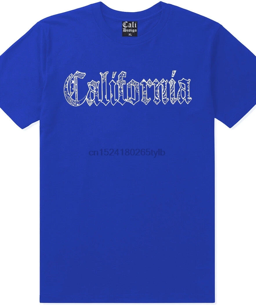 Blue Bandana California Old English T Shirt Gangster Crip Rag 13 South Side Tee AliExpress