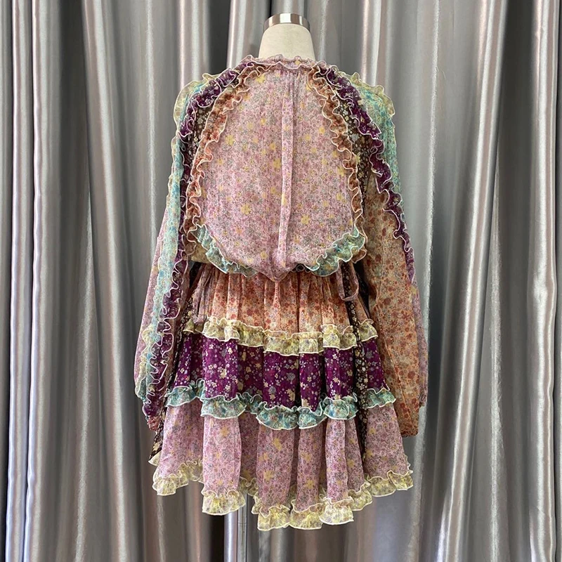 TWOTWINSTYLE Elegant Printed Hit Color Dress For