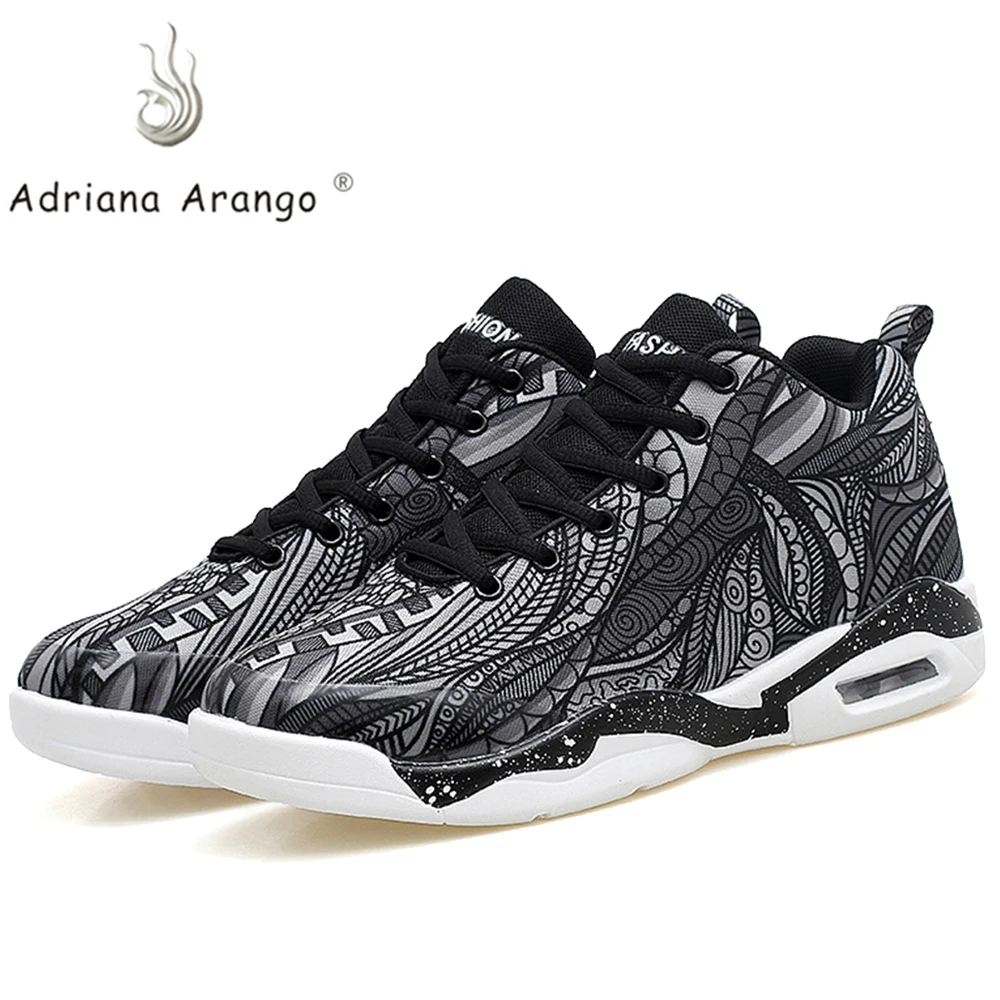 

Adriana 2019 New Graffiti Pattern Art Basketball Shoes Fashion Low-end Female and Male Sports Sneaker Plus size 35-47 Trainer