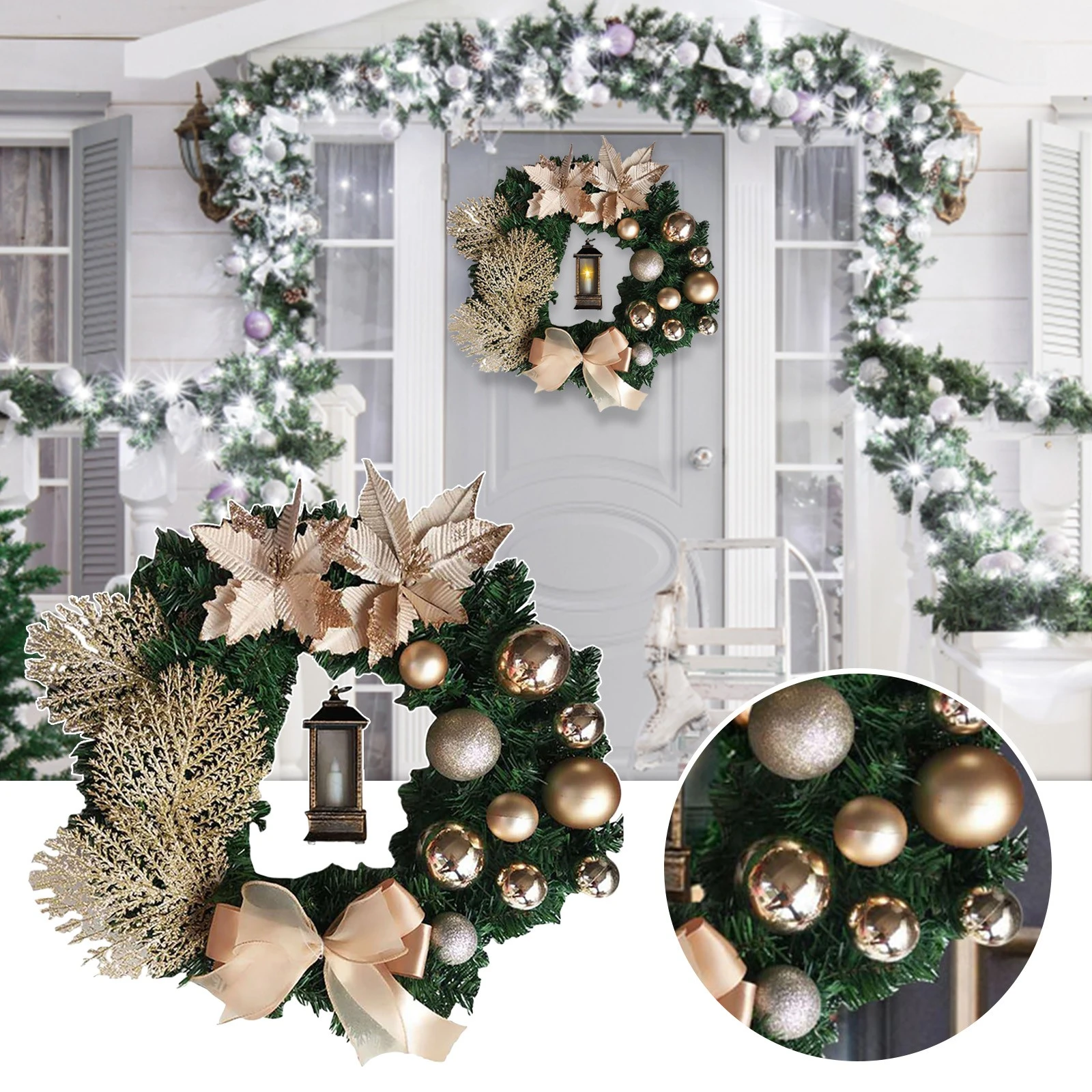 Vrolijk Kerstfeest Huis Navidad Champagne Krans Home Outdoor Voordeur Herfst Krans Новый Год 2022 Nieuwe Jaar|Hanger & Hangende - AliExpress