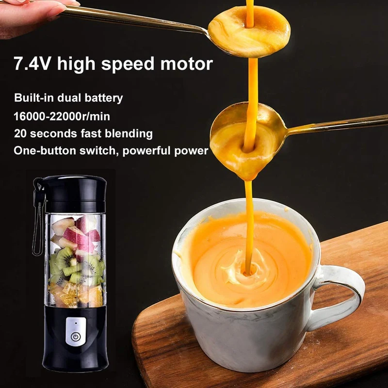 Portable Blender, Cordless Mini Personal Blender Juicer Cup, Single Serve Fruit Mixer, Small Travel Blender for Shakes and Smoot