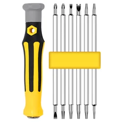 Juego de destornilladores 6 en 1, brocas de doble cabezal de precisión magnética, destornilladores ajustables Torx Phillips, herramientas portátiles para el hogar