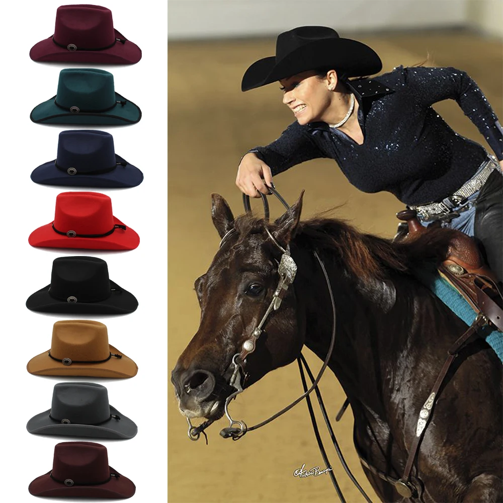 Men Women Western Cowboy Hats Wide Brim 