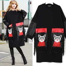 Женское платье в европейском и американском стиле,, осень и зима, стиль, модная юбка, свободный крой, с кисточками, платье с длинными рукавами для 0-4 лет