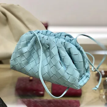 

New fashion genuine weave leather cloud bag ladies fashion clutch hand bag soft leather dumpling hobo shoulder bag purse