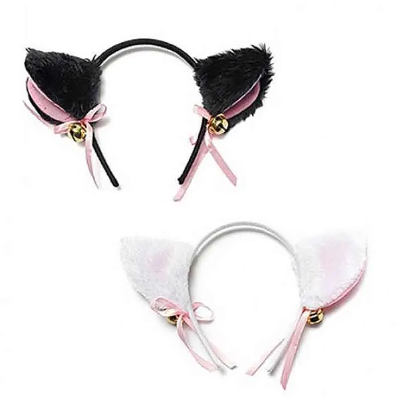 Lovely Night Party Club Bar Fox Cat Ears Hair Bands For Sexy Cute Women Girl Fashion Bell Bowknot Head Hoop Headdress Jewelry