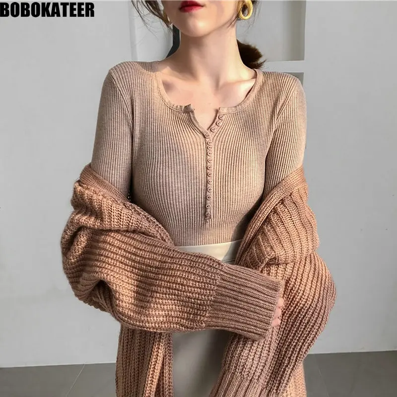 BOBOKATEER Knitted Sweater Women Tops White Pullover Black Winter Clothes Thin Sweaters Jumper Pull Femme Fashion Autumn 2019