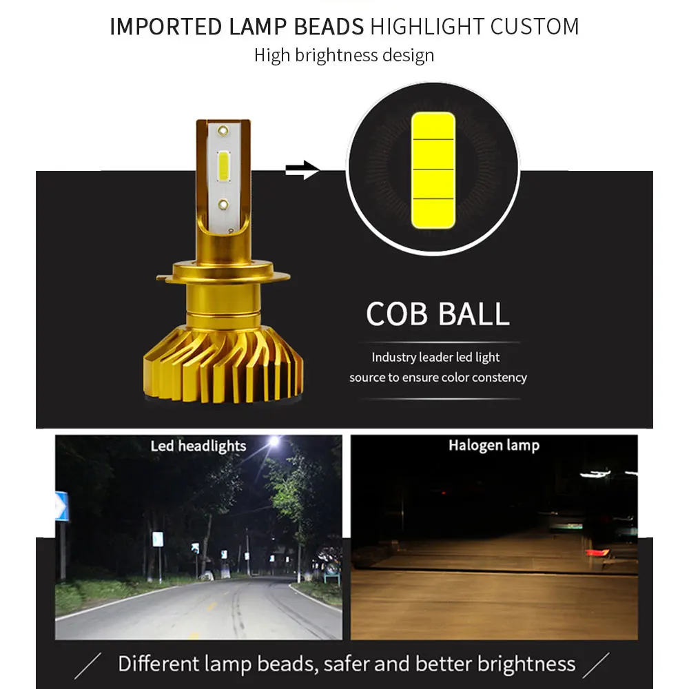 2 шт. головной светильник светодиодный h4 h1 h3 h7 h11 9005 hb3 9006 hb4 h13 9004 9007 led cob