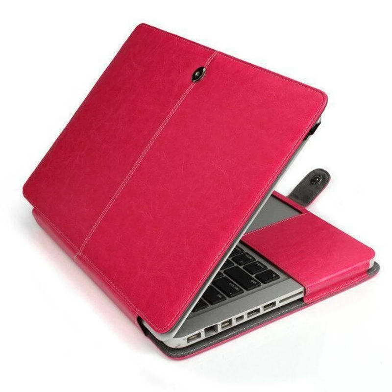 Для Macbook Air 11 13 Магнитная сумка Sotft из искусственной кожи для Mac book Pro retina 12 13 15 чехол с откидной подставкой Сенсорная панель чехол для ноутбука - Цвет: rose pink