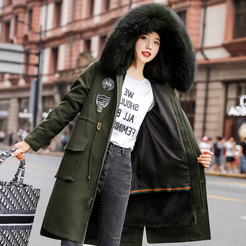 

2019 Winter New Style Fashion Korean-style WOMEN'S Wear Mid-length Loose-Fit Waist Hugging Slimming down Feather Cotton Overcoat