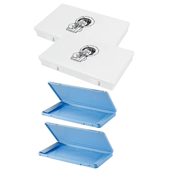 

4Pcs Mask Case Portable Disposable Face Masks Container Health Mask Storage Box - 2Pcs Blue & 2Pcs White