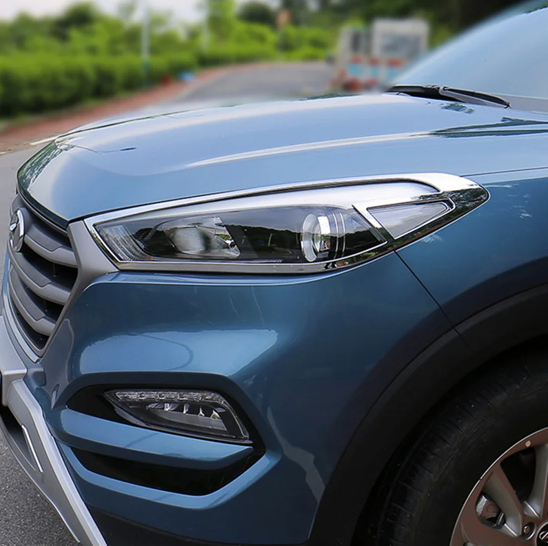 2 шт ABS хром фары лампы Накладка для hyundai Tucson