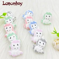 10pcs /lot Cartoons Animal Silicone Unicorn Baby Teether Beads  Pacifier Clip Chain Newborn Shower Gifts Accessories Teething 2