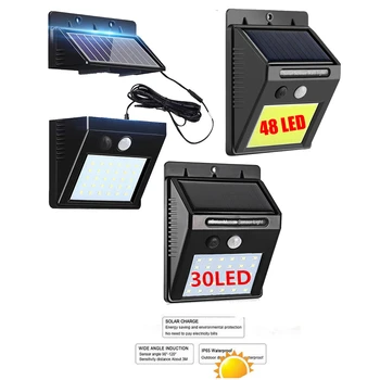 

48/30 LED Waterproof Solar Buitenlamp Outdoor Lamp Motion Sensor Detector Wall Light Path Garage Patio Lighting Security Night L
