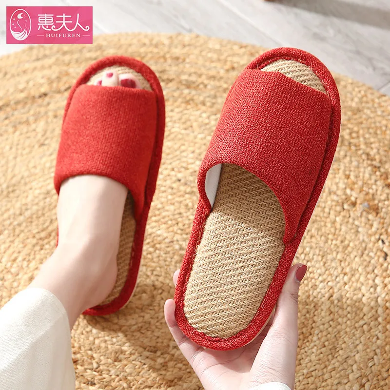 

Linen Slippers Ladies Home with Silent Indoor Non-slip Cotton Linen Men Furry Slippers Cute Slippers Girls Slippers