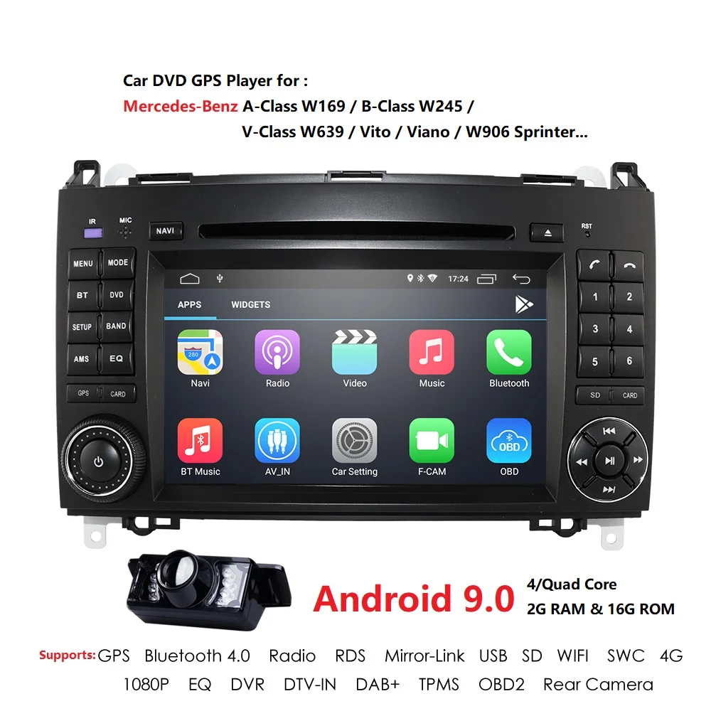 Android 9 2Din Auto Radio Car DVD GPS For Mercedes Benz B Class B200 W169 W245 W639 Viano Vito Spri