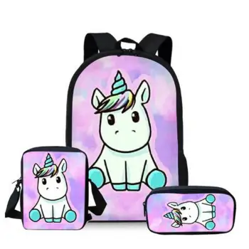 

Cartoon Unicorn Print Cute School Bags Kids Backpack for Girls Teen School Bag 3PCS/SET Children Mochila Colorful Bookbag