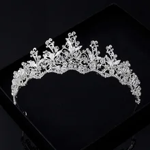 Корейский стиль белый лист цветок ручной работы кристалл невесты корона свадебное платье аксессуары Принцесса Корона свадебное платье Хрустальная корона