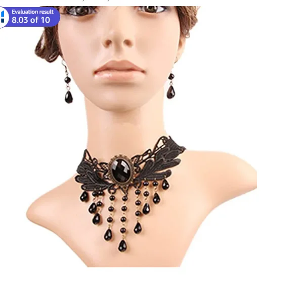 Gothic Style Jewelry Set Vintage Lace Choker Necklace Hand Bracelet Drop  Earrings Set Jewelry Accessories Party Dress Up