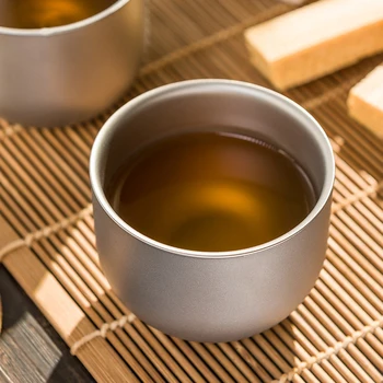 

150ml pure titanium teacup double-layer thermal insulation anti-hot domestic outdoor titanium teacup coffee cup office