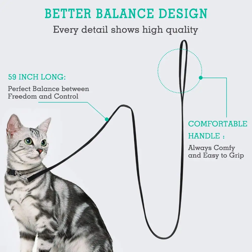 Маленький поводок для домашних животных, собачий Кот, прогулочный нейлоновый поводок, 2 комплекта для легкого управления, прочный тренировочный поводок для котенка с поворотным зажимом на 360 градусов