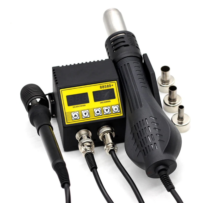

8858D+ Portable Double Digital Display Electric Soldering Irons +Hot Air Gun Better SMD Rework Station Upgraded 8586 8858 8586D