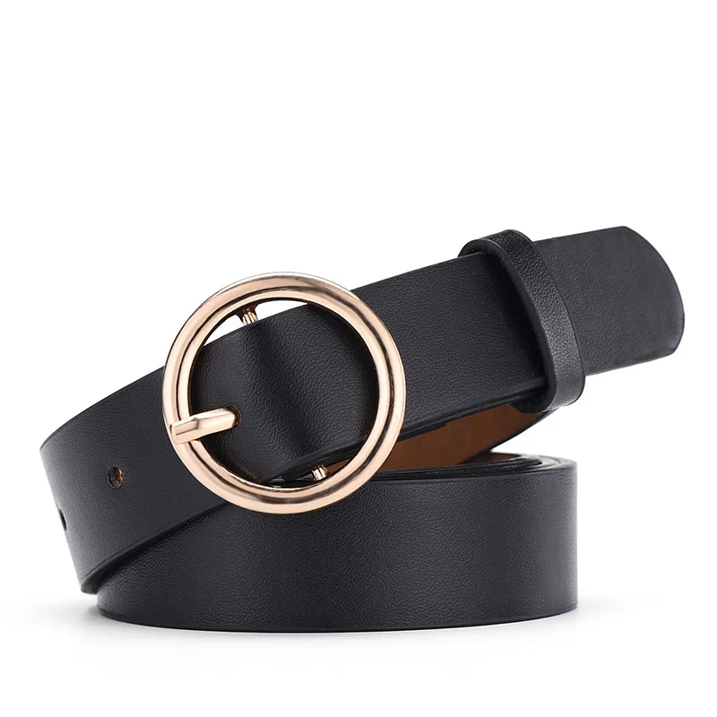 Women Belt Classic Fashion Solid PU Leather Waistband Wide Belt Strap Belts - Цвет: Черный