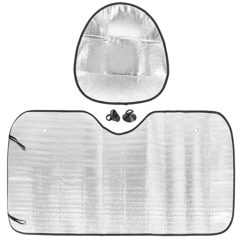 

X Autohaux Universal Car Windshield Sunshade Steering Wheel Cover Sun Shade Front Window Aluminum film Windshield Visor Cover