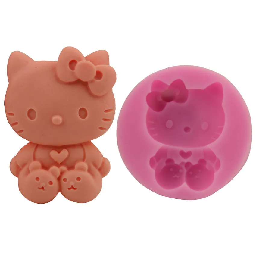 

6.8*6.8*1.5CM Hello Kitty Shape Soap Mold Candle Molds Cake Candy Baking Mould DIY Handmade Craft Mould