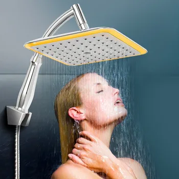 

Bathroom 9Inch Square Rotatable Top Rain Shower Head High Quality Water Saving Pressure Sprayer Faucet Head Shower Set