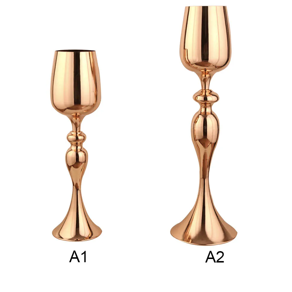 

Gold Flowers Vases Candle Holders Road Table Centerpiece Candlestick For Wedding Prop Candlelight Dinner Hotel Home Decoration