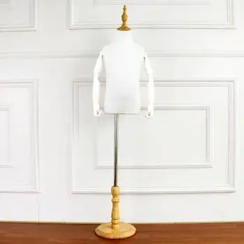 

2-4 year children head mannequin body half-style models props,clothing White lince fabric wood Disc base pet wood hand ,1pc D350