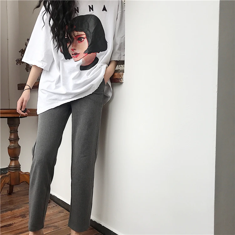 Женские летние топы с принтом из мультфильма, Harajuku футболка с длинным рукавом, хлопковые рубашки с буквенным принтом размера плюс, свободные уличные Топы W114
